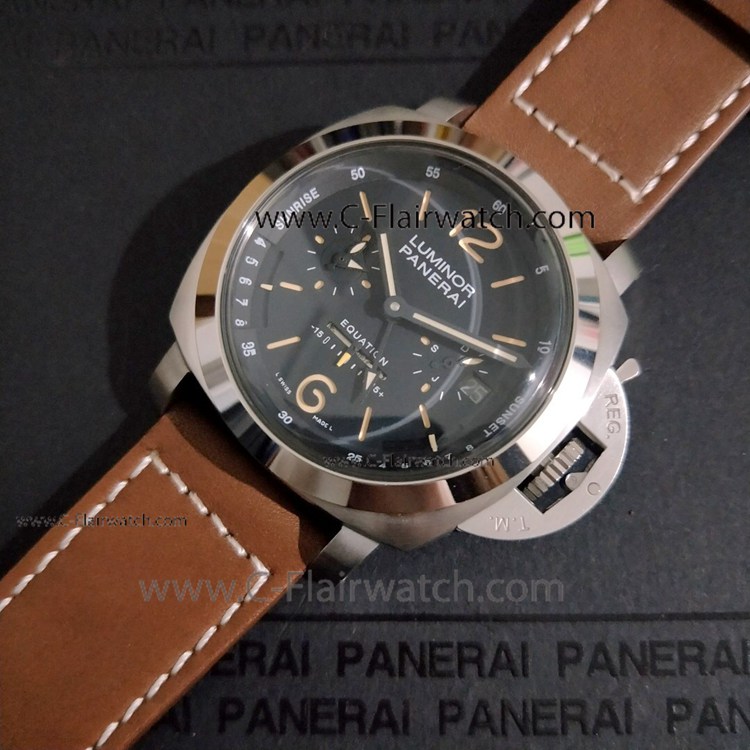 Replica Panerai PAM 365 Luminor SS Black Face Watch 44mm